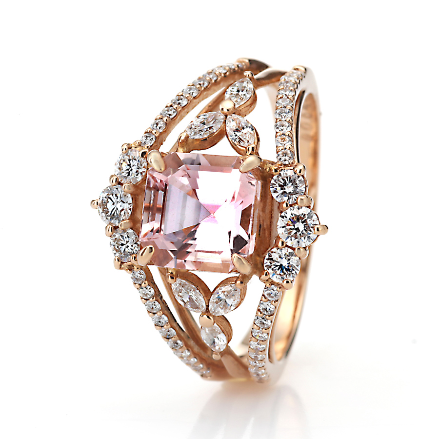 K18PG モルガナイト ダイヤモンド リング 4月の誕生石フェア 通常価格398,000円より10%OFF 令和8年4月30日まで(MO1.70ct D0.64ct)6枚目