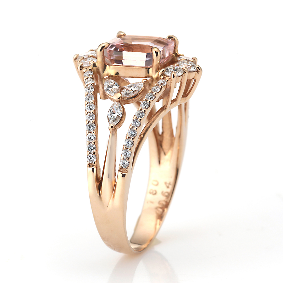 K18PG モルガナイト ダイヤモンド リング 4月の誕生石フェア 通常価格398,000円より10%OFF 令和8年4月30日まで(MO1.70ct D0.64ct)7枚目