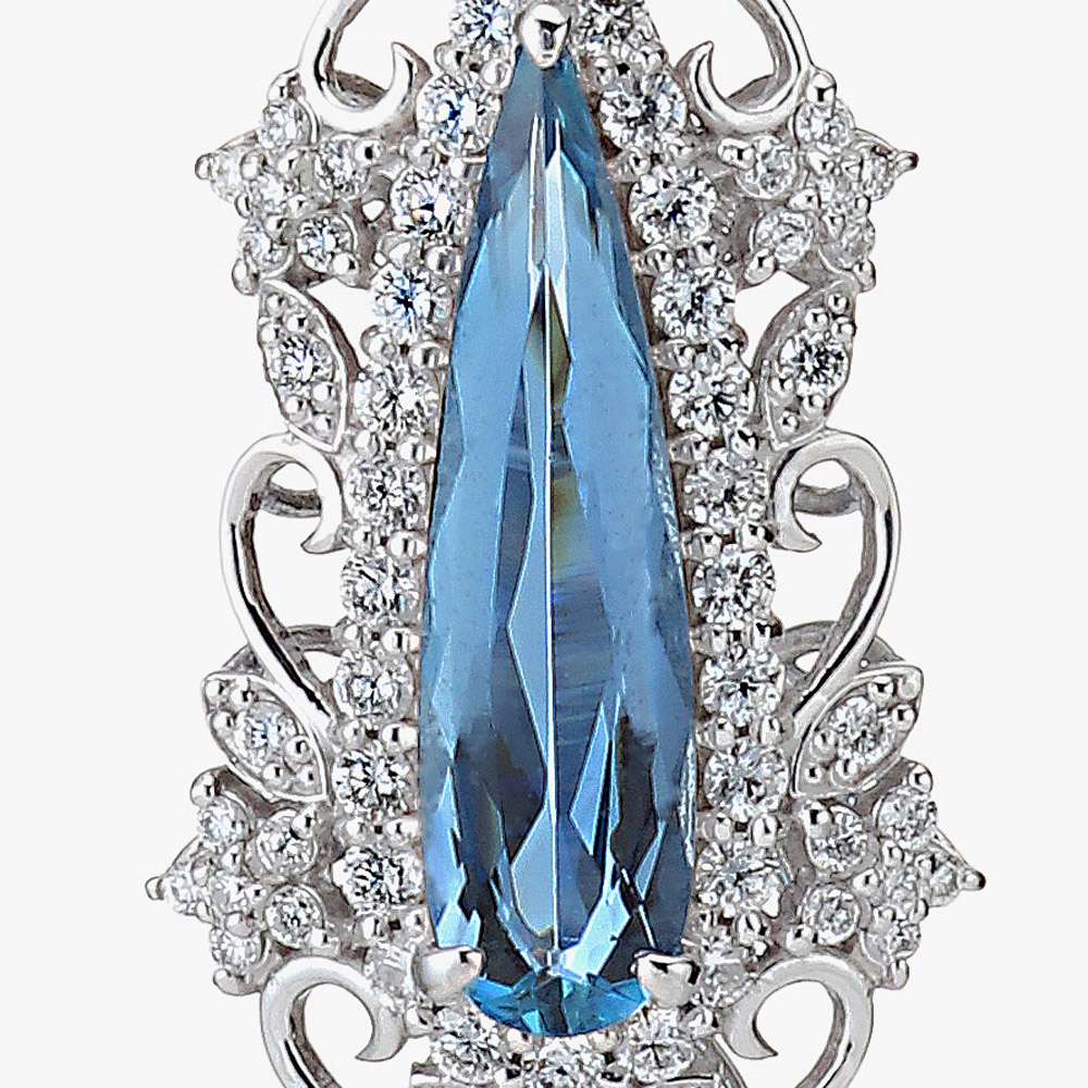 プラチナ サンタマリア アクアマリン ネックレス (AQ1.34ct D0.55ct・サンタマリアカラー)2枚目