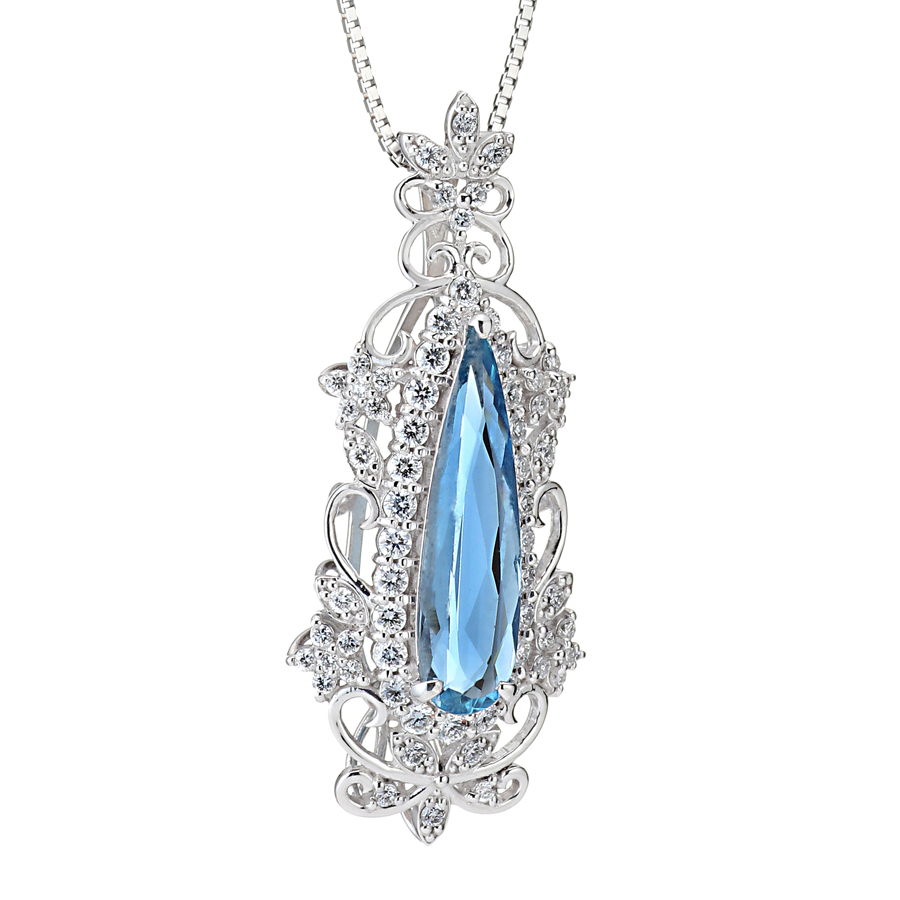 プラチナ サンタマリア アクアマリン ネックレス (AQ1.34ct D0.55ct・サンタマリアカラー)5枚目