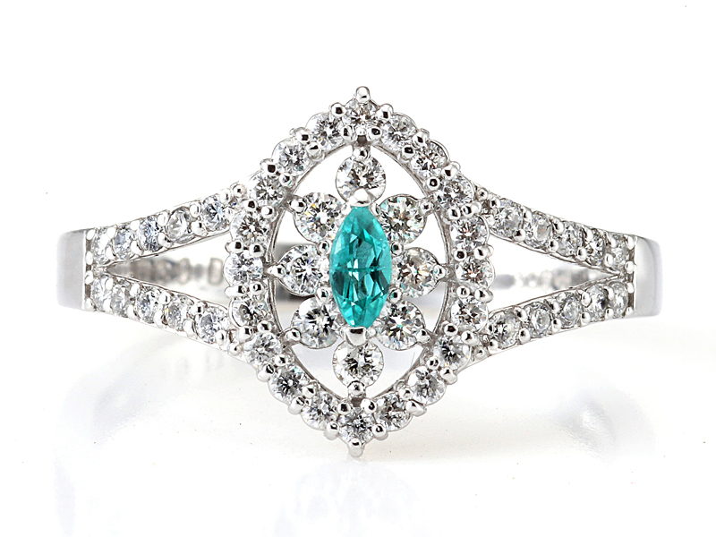 プラチナ パライバトルマリン リング （PA0.09ct D0.37ct・ブラジル産）