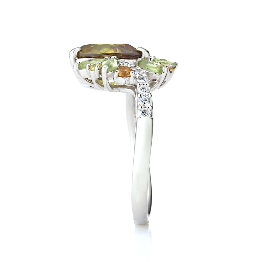 プラチナ スフェーン ダイヤモンド リング （S2.41ct D0.14ct・グリニッシュイエロー　最上級）7枚目