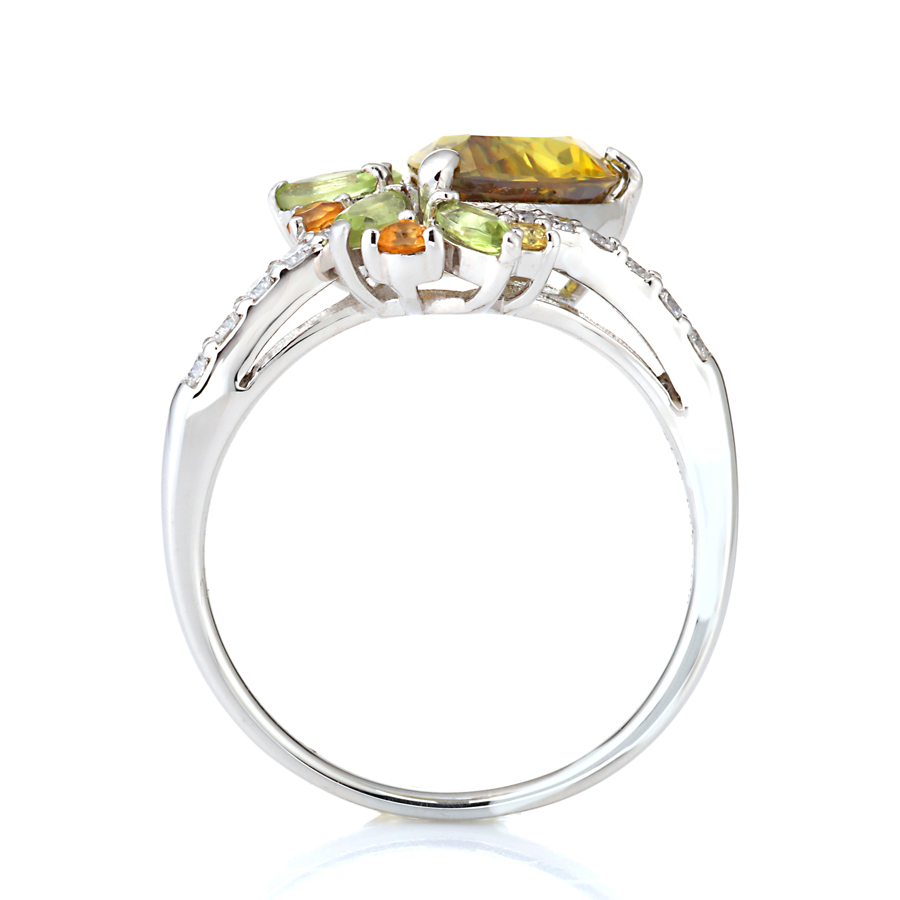 プラチナ スフェーン ダイヤモンド リング （S2.41ct D0.14ct・グリニッシュイエロー　最上級）8枚目