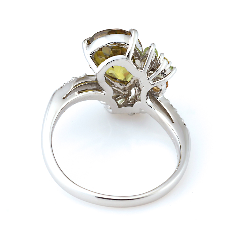 プラチナ スフェーン ダイヤモンド リング （S2.41ct D0.14ct・グリニッシュイエロー　最上級）9枚目