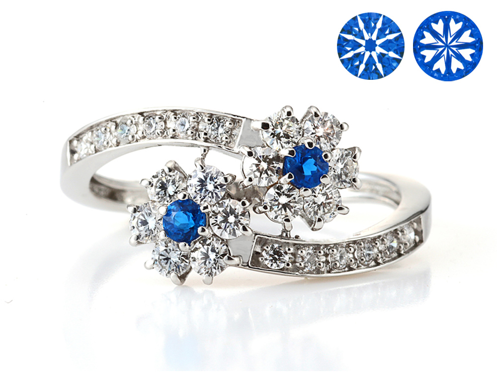 プラチナ アウイナイト ダイヤモンド リング（HA0.08ct D0.50ct・ハート&キューピッド）