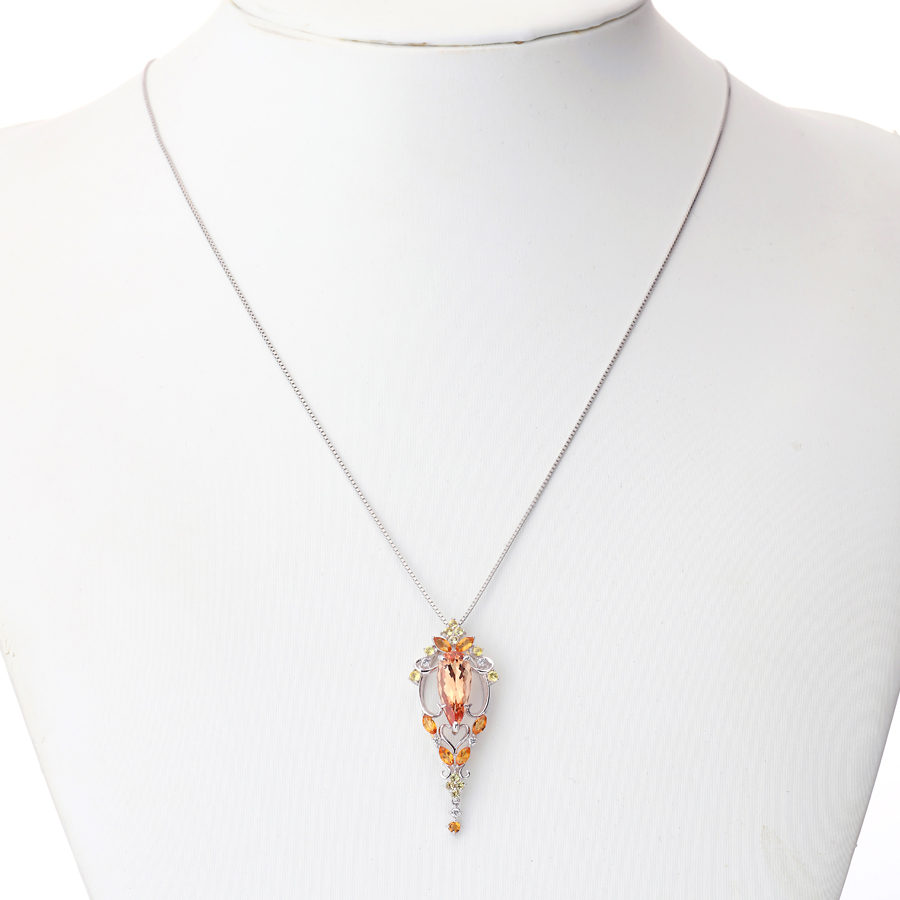 プラチナ インペリアルトパーズ ネックレス(IT2.78ct D0.06ct・最上級 ピンキッシュ シェリーカラー)10枚目