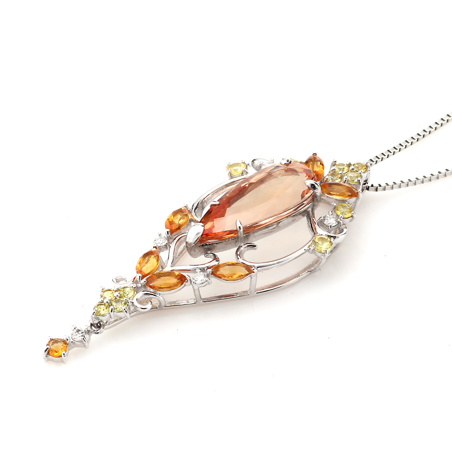 プラチナ インペリアルトパーズ ネックレス(IT2.78ct D0.06ct・最上級 ピンキッシュ シェリーカラー)4枚目