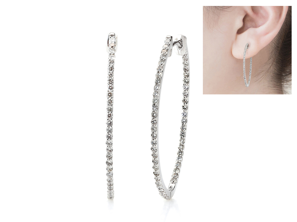 プラチナ製 ダイヤモンド フープピアス（合計1.0ct）