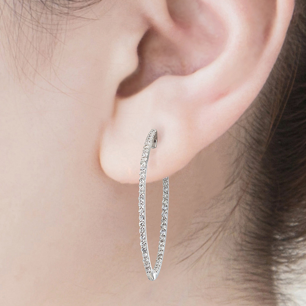 プラチナ製 ダイヤモンド フープピアス(合計1.0ct)10枚目