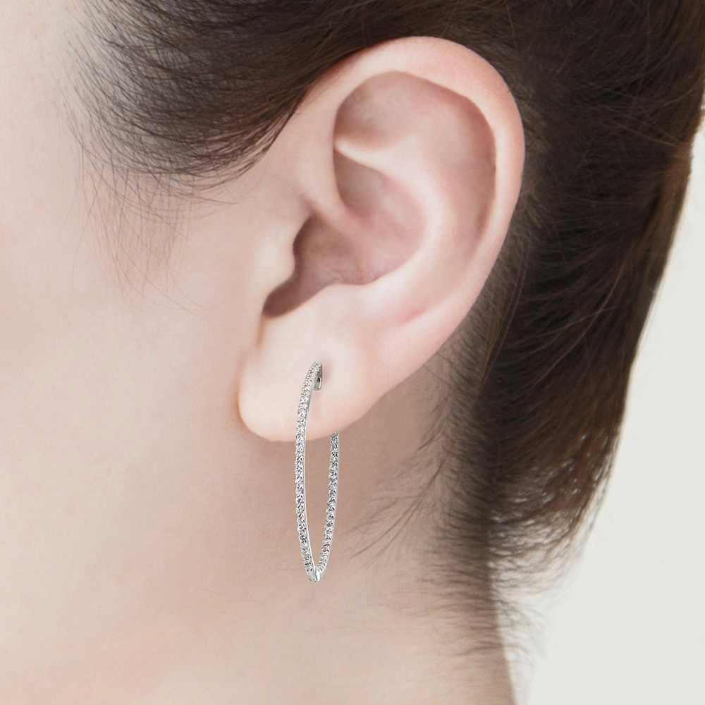 プラチナ製 ダイヤモンド フープピアス(合計1.0ct)9枚目