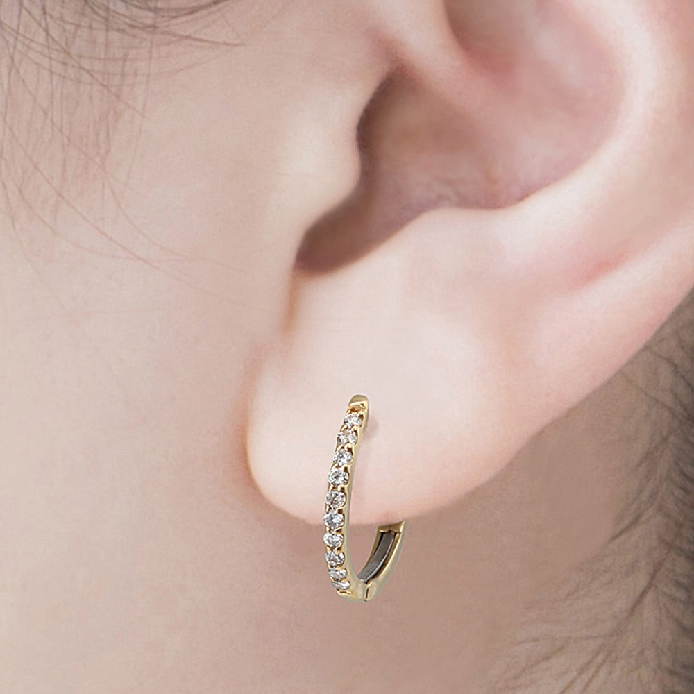 K18YG ダイヤモンド フープピアス バネ式開閉タイプ 2PE9605(合計0.1ct)10枚目