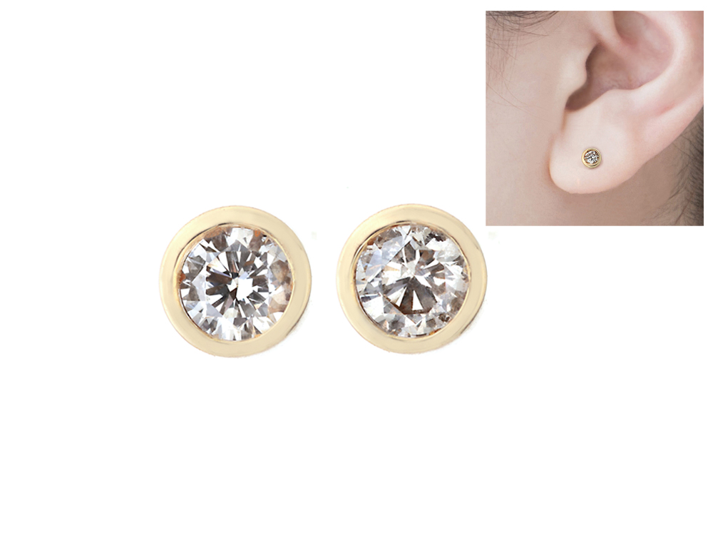 K18YG ダイヤモンド ピアス（合計0.1ct・Hカラー前後　無色系）