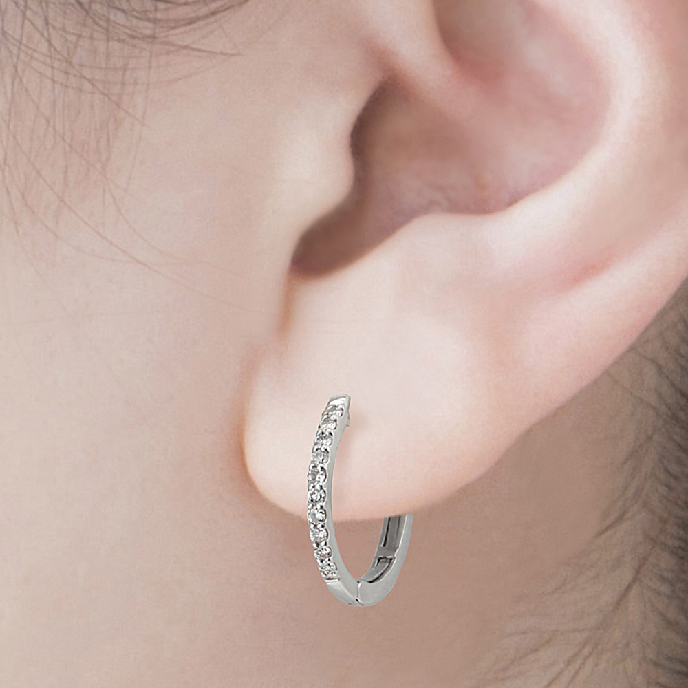 プラチナ ダイヤモンド フープピアス バネ式開閉タイプ 2PE9605(合計0.1ct)10枚目