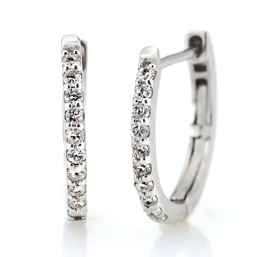 プラチナ ダイヤモンド フープピアス バネ式開閉タイプ 2PE9605(合計0.1ct)2枚目