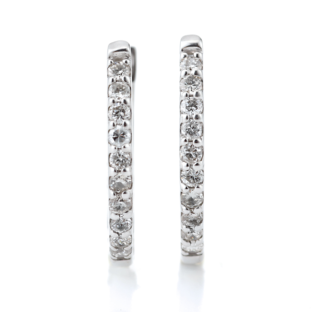 プラチナ ダイヤモンド フープピアス バネ式開閉タイプ 2PE9605(合計0.1ct)8枚目