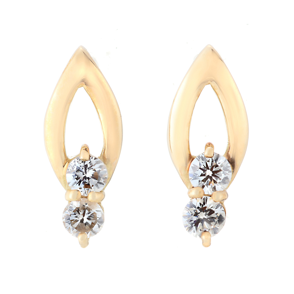K18YG ダイヤモンド ピアス(金属素材の選択が可能)(4石合計0.2ct)4枚目