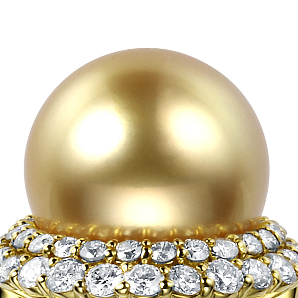 オーロラ茶金 K18 南洋ゴールドパール リング(12.1ミリ D1.00ct・無染色 天然色)4枚目